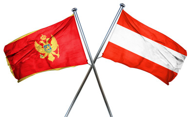 Montenegro flag with Austrian flag, 3D rendering