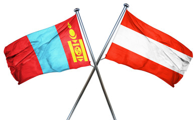 Mongolia flag with Austrian flag, 3D rendering