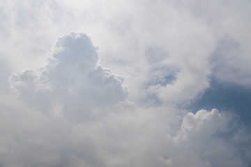 Blue sky background with white clouds.