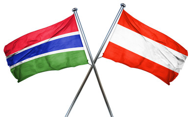 Gambia flag with Austrian flag, 3D rendering