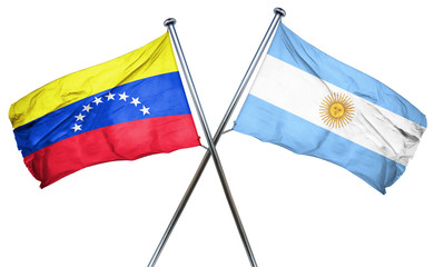 Venezuela flag with Argentina flag, 3D rendering