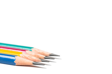 four sharpen pencils isolated on white background.