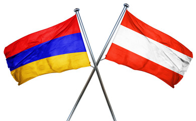 Armenia flag with Austrian flag, 3D rendering
