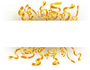 Golden ribbons floating with text space