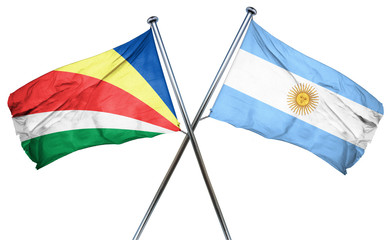 seychelles flag with Argentina flag, 3D rendering