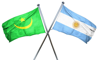 Mauritania flag with Argentina flag, 3D rendering