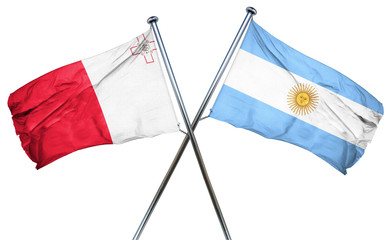 Malta flag with Argentina flag, 3D rendering