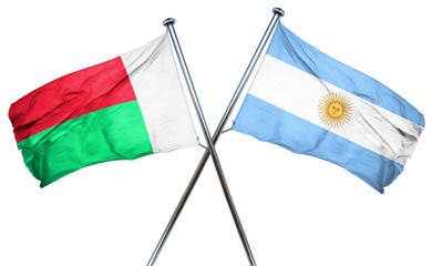 Madagascar flag with Argentina flag, 3D rendering