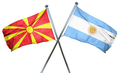 Macedonia flag with Argentina flag, 3D rendering