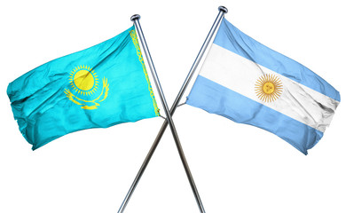 Kazakhstan flag with Argentina flag, 3D rendering