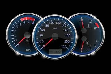 Dashboard - speedometer, tachometer, fuel gauge