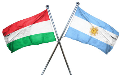 Hungary flag with Argentina flag, 3D rendering