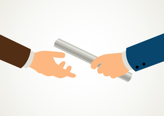 Businessmen hands passing the relay baton