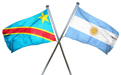 Democratic republic of the congo flag with Argentina flag, 3D re