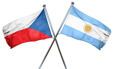 czechoslovakia flag with Argentina flag, 3D rendering