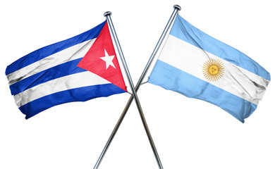 Cuba flag with Argentina flag, 3D rendering