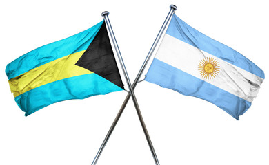 Bahamas flag with Argentina flag, 3D rendering