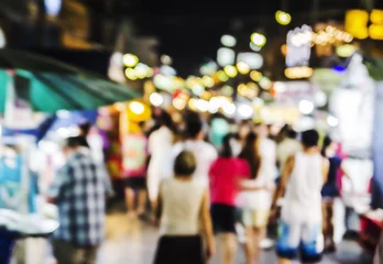 Foto op Plexiglas Abstract blurred background of Hua Hin night market in thailand © ArtBackground