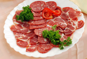 White plate with meat