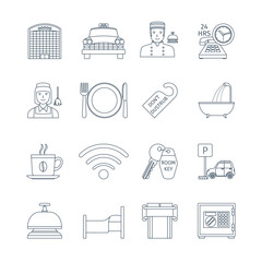 Hotel Service Thin Line Icons
