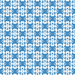 Seamless color pattern with abstract geometric design. Retro Wallpaper. Vintage seamless pattern. White and blue ornament.