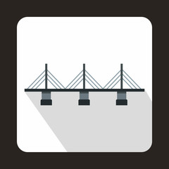 Bridge with triangular supports icon, flat style