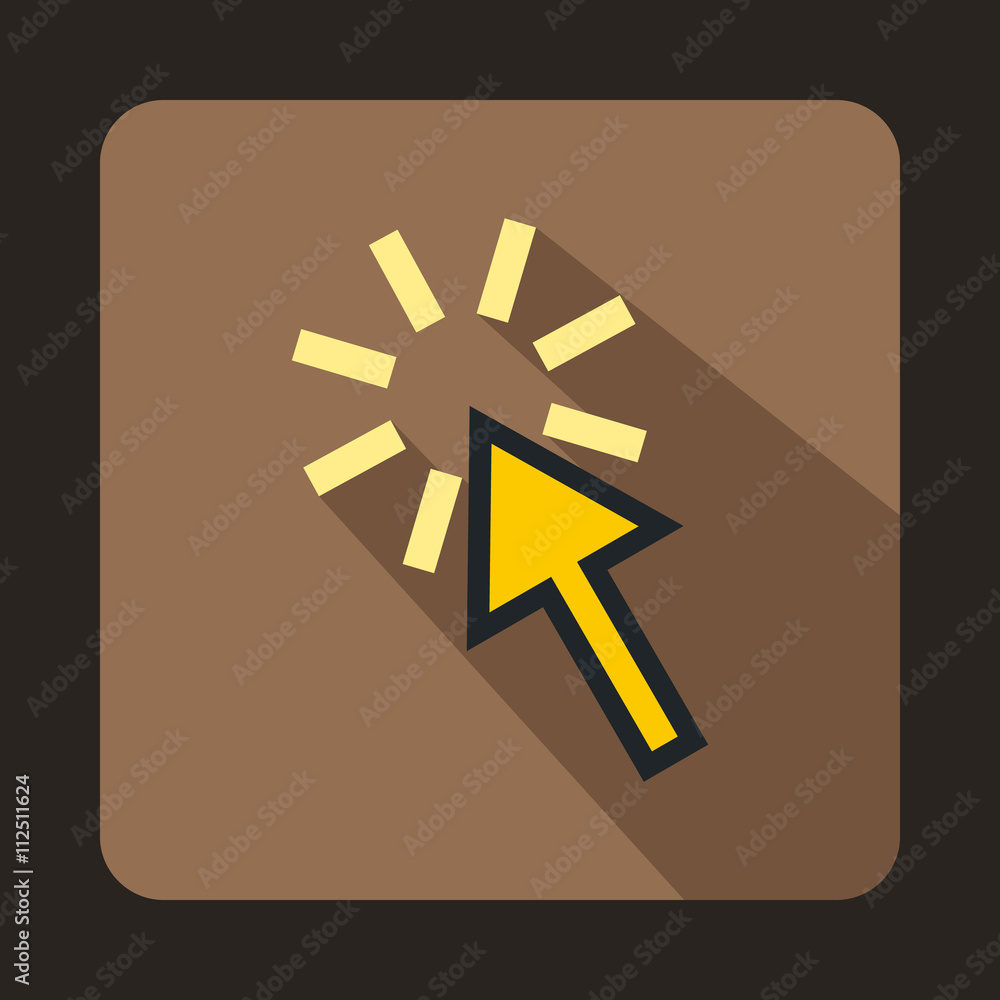 Poster arrow pointer icon, flat style