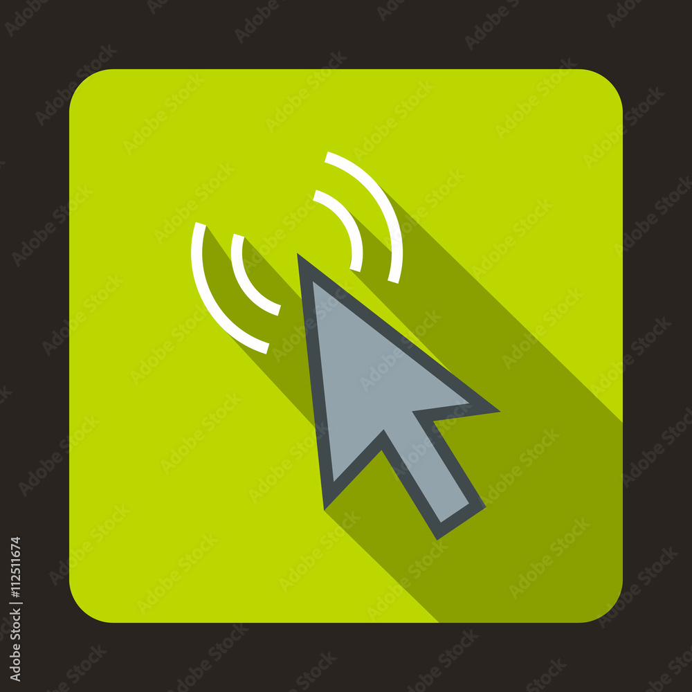 Poster click with cursor icon, flat style