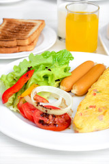 Breakfast on white table