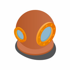Diving suit helmet icon, isometric 3d style