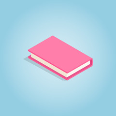 Pink book icon, isometric 3d style