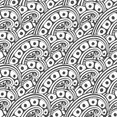 Vector pattern with abstract ornament. Adult coloring book page. Zentangle seamless design