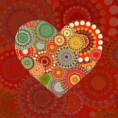 Vintage heart on a red background
