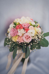 Wonderful luxury wedding bouquet of different flowers