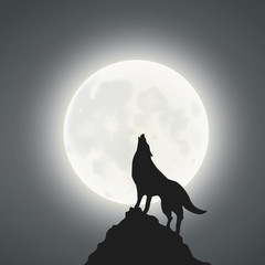 Fototapeta premium Full Moon And The Wolf