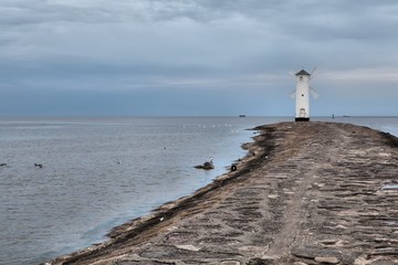 Lighthouse windmill Stawa Mlyny, Swinoujscie, Baltic Sea, Poland