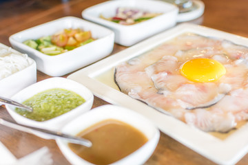 Asian dishes fondue fish delicious Thai food.