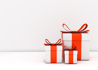 Gift boxes and empty wall