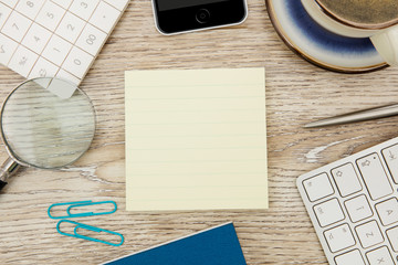 Adhesive note on office table