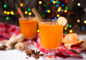 Spicy tea with a sea-buckthorn and ginger for Christmas

