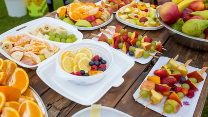 Fresh fruit vitamines in table