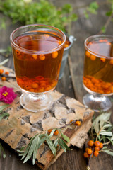 Healthy hot tea with a sea-buckthorn
