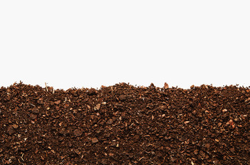 Soil texture background seen from above, top view.