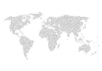 World map with letters inside. Letters cloud in world map shape design