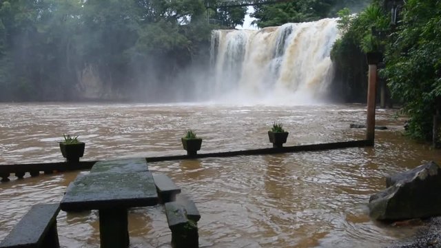Mena Creek Falls in Paronella Park in Queenland Australia in the tropical north of Queensland Australia