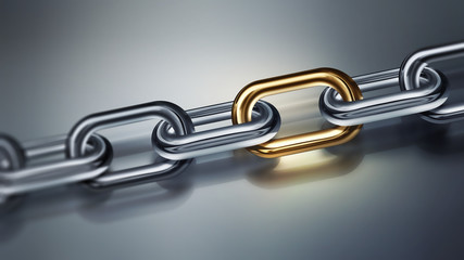 Metal chain with golden element