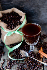 Hot black coffee
