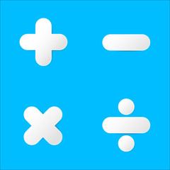 Fototapeta premium Math symbol : plus,minus,multiply,divide in paper cut design