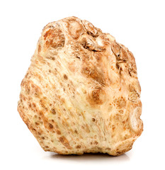 Celery root isolated on a white background closeup