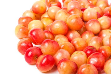 yellow cherries isolated on white background